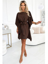 numoco SOFIA Schmetterlings-Kleid mit Taillenbindung - schokoladenbraun