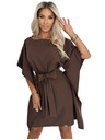 numoco SOFIA Schmetterlings-Kleid mit Taillenbindung - schokoladenbraun