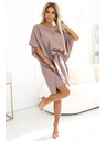 numoco SOFIA Schmetterlings-Kleid mit Taillenbindung - MOCHA MOUSSE