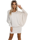 numoco Pullover Warmes Fledermauskleid mit Ausschnitt - beige