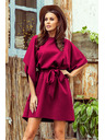 numoco SOFIA Schmetterlings-Kleid mit Taillenbindung - weinrot