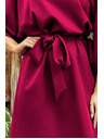 numoco SOFIA Schmetterlings-Kleid mit Taillenbindung - weinrot
