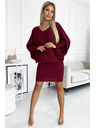 numoco Fledermauskleid mit Ausschnitt - weinrot mit Glitzer