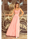 numoco LEA langes Kleid mit besticktem Ausschnitt - rosa