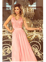 numoco LEA langes Kleid mit besticktem Ausschnitt - rosa