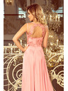 numoco LEA langes Kleid mit besticktem Ausschnitt - rosa