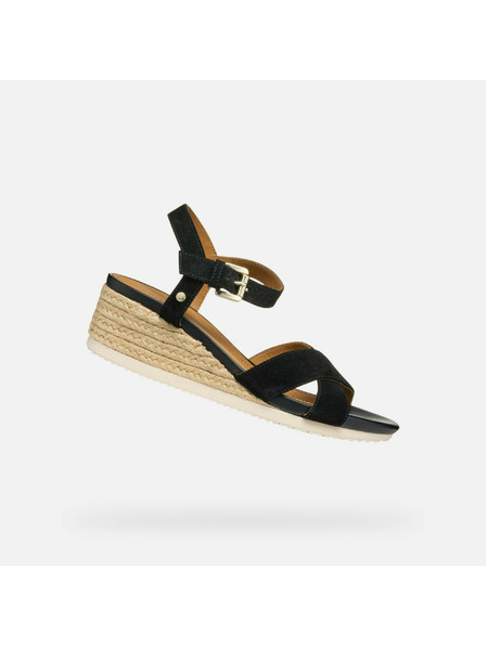 Geox Schwarze Damen-Sandalen Geox Ischia Corda