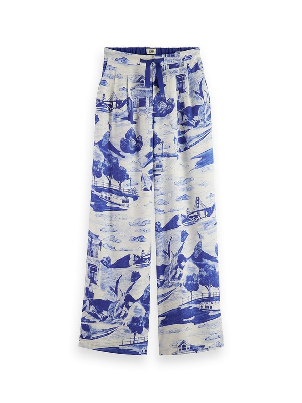 Scotch & Soda Blaue gemusterte Damenhosen Scotch & Soda Eleni