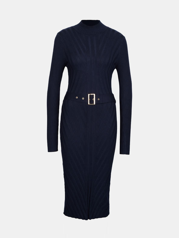 Orsay Dunkelblaues Damen-Midikleid mit Gürtel ORSAY