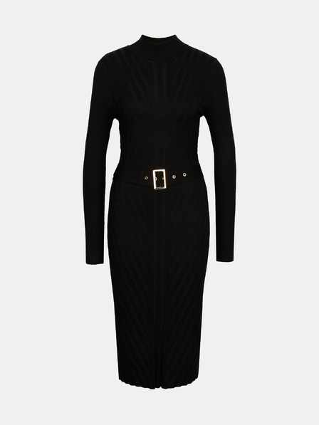 Orsay Schwarzes Damen-Midikleid mit Gürtel ORSAY