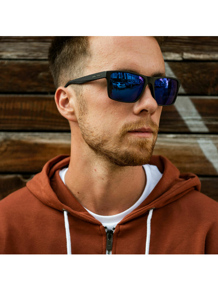 Horsefeathers Sonnenbrille Merlin - matt black/mirror blue