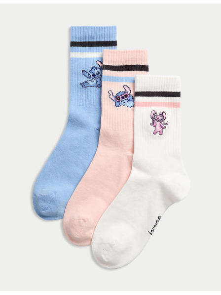 Marks & Spencer Lilo & Stitch™-Socken mit hohem Baumwollanteil, 3er-Set (Größe 6 klein – 7 groß) Marks & Spencer mehrfarbig
