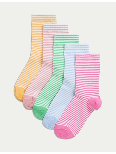 Marks & Spencer Gestreifte Socken mit hohem Baumwollanteil, 5er-Set (Größe 6 klein – 7 groß) Marks & Spencer mehrfarbig