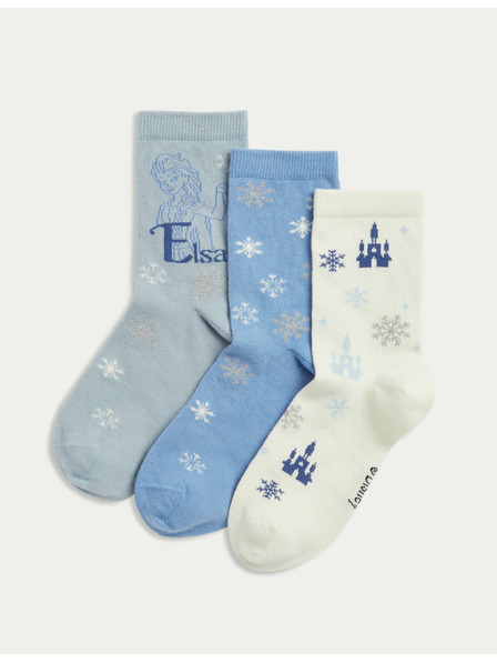 Marks & Spencer Disney Frozen™-Socken mit hohem Baumwollanteil, 3er-Set (Größe 6 klein – 3½ groß) Marks & Spencer mehrfarbig