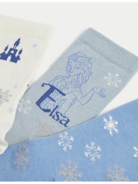 Marks & Spencer Disney Frozen™-Socken mit hohem Baumwollanteil, 3er-Set (Größe 6 klein – 3½ groß) Marks & Spencer mehrfarbig