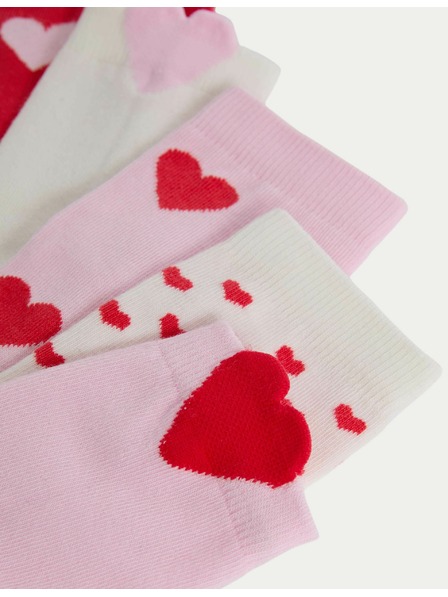 Marks & Spencer Gestreifte Knöchelsocken mit hohem Baumwollanteil, 5er-Set (Größe 6 klein – 7 groß) Marks & Spencer rosa