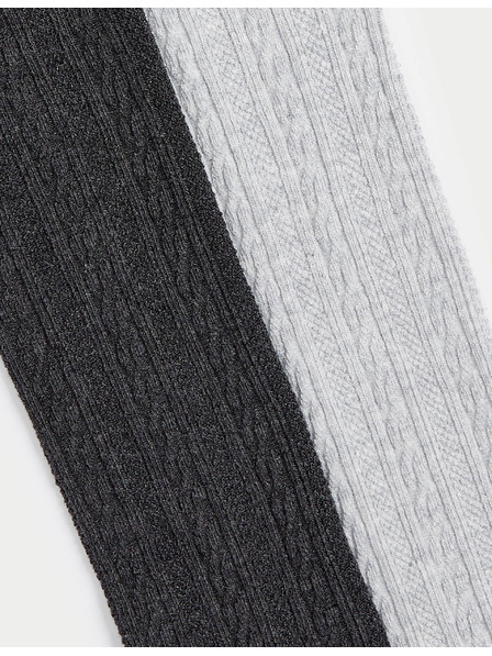 Marks & Spencer 2er-Set Strumpfhosen mit Zopfmuster und hohem Baumwollanteil (2–14 Jahre) von Marks & Spencer grau