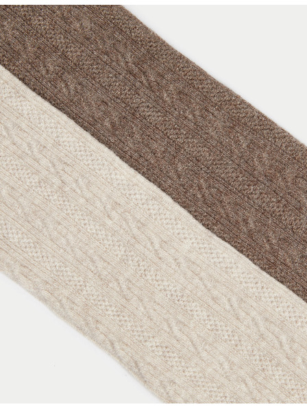 Marks & Spencer 2er-Set gestrickte Strumpfhosen mit Zopfmuster und hohem Baumwollanteil (2–14 Jahre) von Marks & Spencer creme