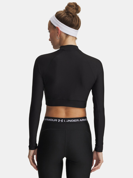 Under Armour Damen T-Shirt Under Armour HeatGear Crop Mock LS-BLK