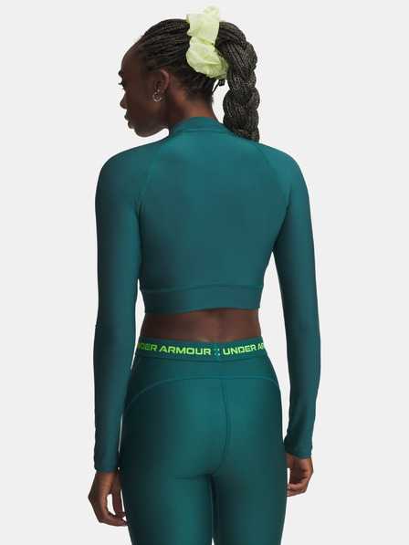 Under Armour Damen T-Shirt Under Armour HeatGear Crop Mock LS-GRN