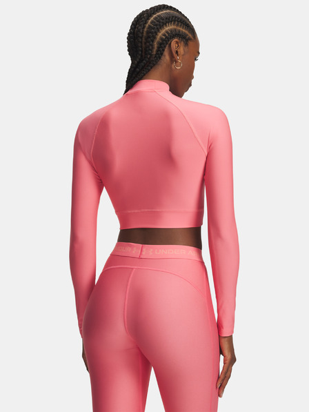 Under Armour Damen T-Shirt Under Armour HeatGear Crop Mock LS-PNK