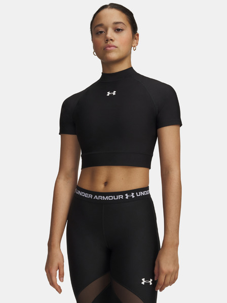 Under Armour Damen-Shirt Under Armour HeatGear Crop Mock SS-BLK