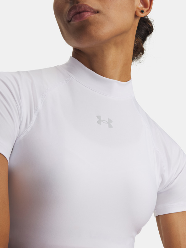 Under Armour Damen-Shirt Under Armour HeatGear Crop Mock SS-WHT