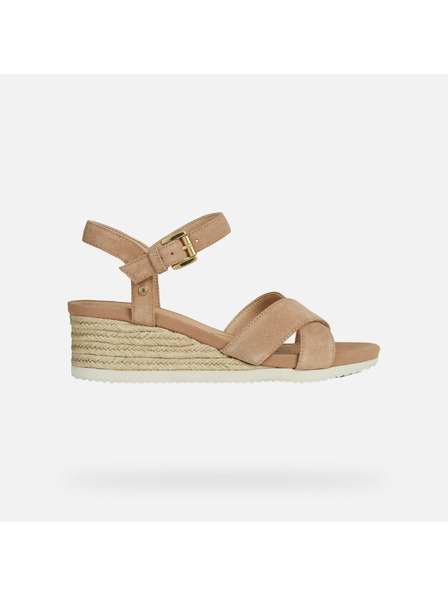 Geox Beige Damen-Sandalen Geox Ischia Corda