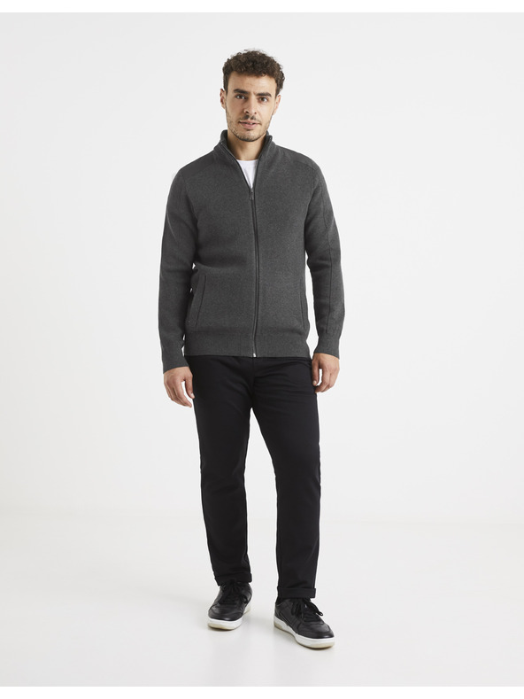 Celio Dunkelgrauer Basic-Pullover Celio Vemilano