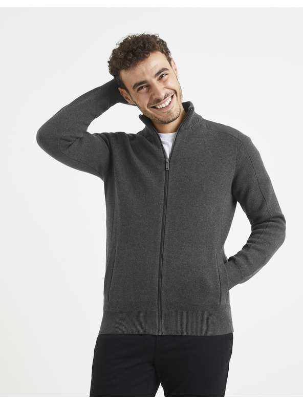 Celio Dunkelgrauer Basic-Pullover Celio Vemilano