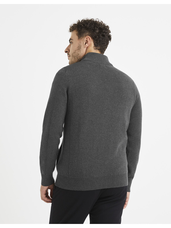 Celio Dunkelgrauer Basic-Pullover Celio Vemilano