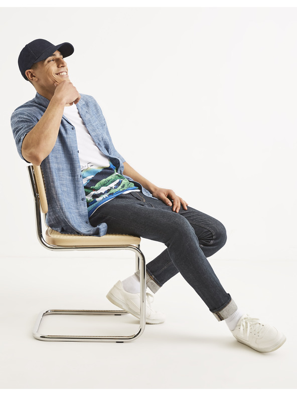 Celio Blau gestreiftes Herrenhemd Celio Tallinn