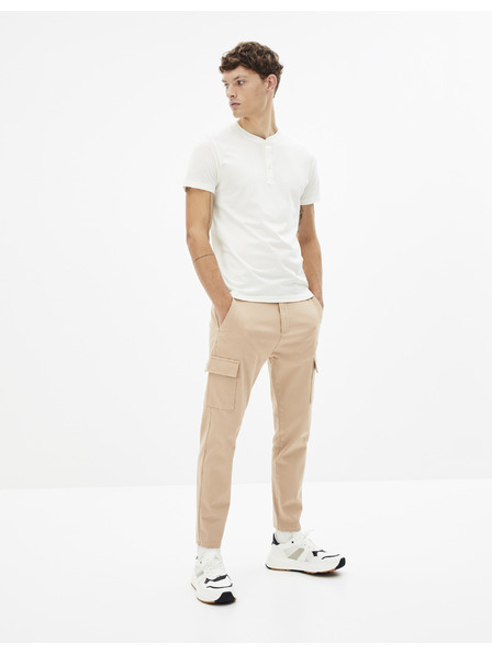 Celio Beige Herren-Crop-Hose mit Taschen Celio Cargo Ronar