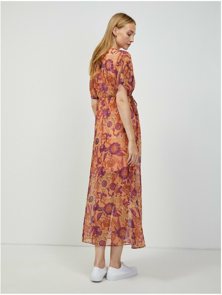 Orsay Orangefarbenes Maxikleid mit Blumenmuster ORSAY