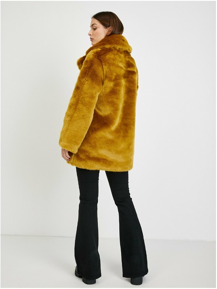 Orsay Senfgelber Damen Kunstpelzmantel ORSAY