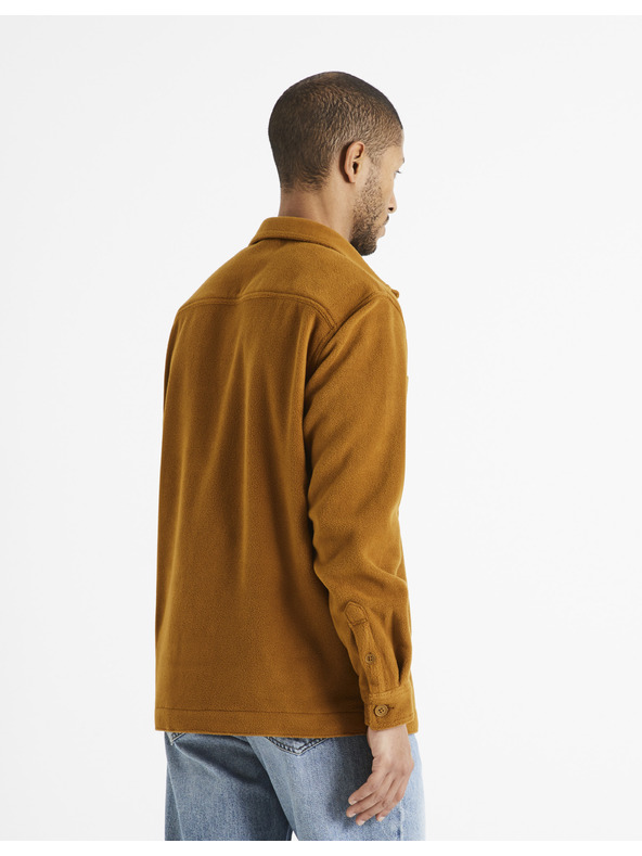 Celio Braunes Herrenoberhemd Celio Dafleece