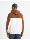 Celio Brauner und weißer Herren-Baumwoll-Kapuzenpullover Celio Debiding