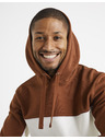 Celio Brauner und weißer Herren-Baumwoll-Kapuzenpullover Celio Debiding