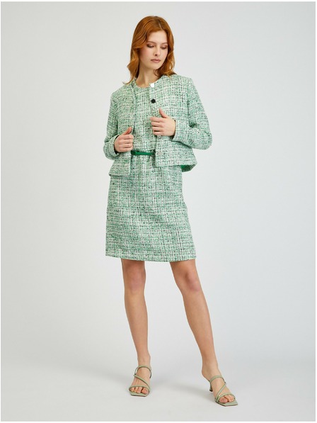 Orsay Grünes gemustertes Damenkleid mit Gürtel ORSAY