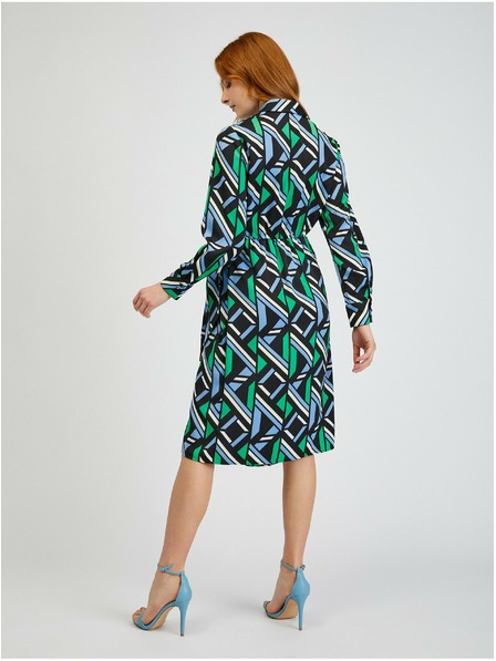 Orsay Grün-schwarz gemustertes Damen-Wickelkleid ORSAY