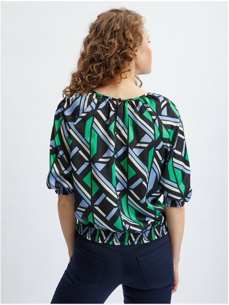 Orsay Schwarz-grün gemusterte Damenbluse ORSAY