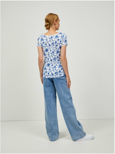 Orsay Blau-weißes gemustertes T-Shirt ORSAY