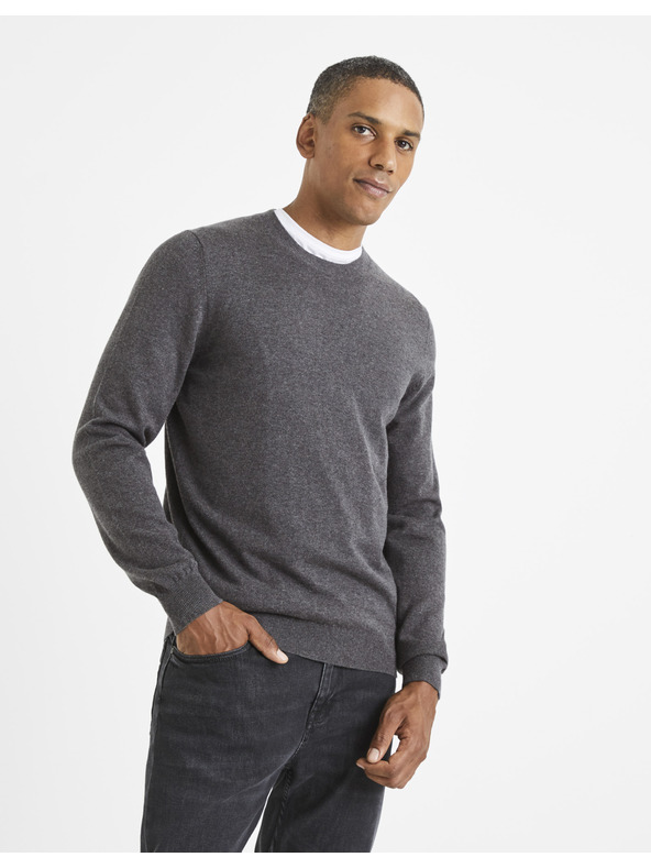 Celio Grauer Herren-Basic-Pullover Celio