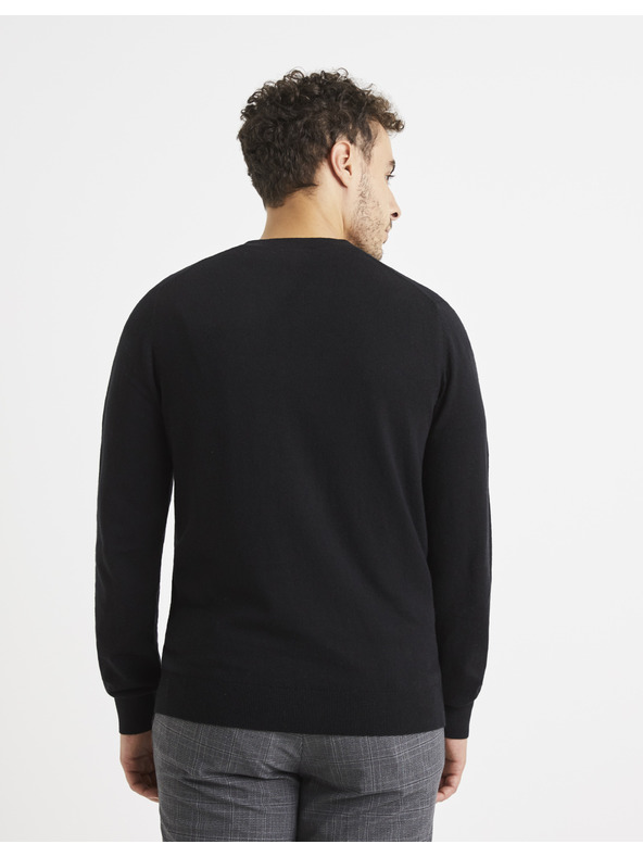 Celio Schwarzer Herren-Basic-Pullover Celio