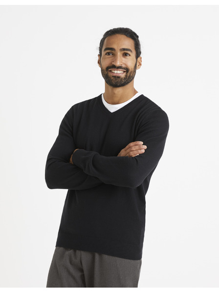 Celio Schwarzer Celio Veviflex-Pullover