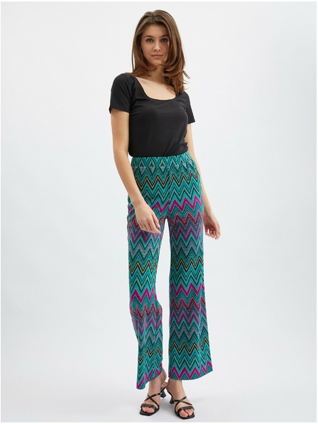 Orsay Rosa und grün gemusterte Damenhose ORSAY