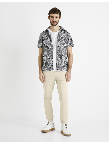 Celio Weiß-schwarz gemustertes Herrenhemd Celio Daprinti