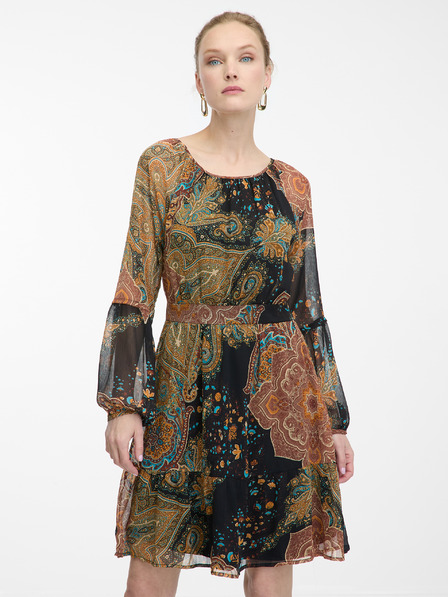 Orsay Schwarz-braun gemustertes Damenkleid ORSAY