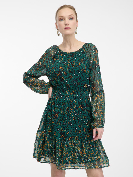 Orsay Petrolfarbenes gemustertes Damenkleid ORSAY