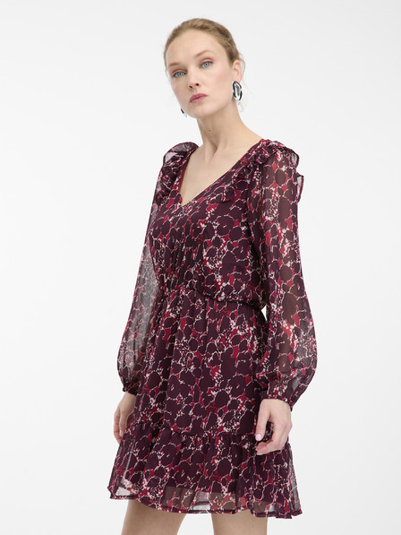 Orsay Burgunderfarbenes gemustertes Damenkleid von ORSAY